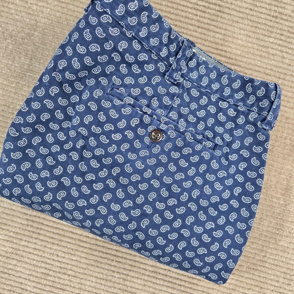 J.Crew Mens 40 Blue Paisley Print Stretch 9 Inch Inseam Chino Shorts
